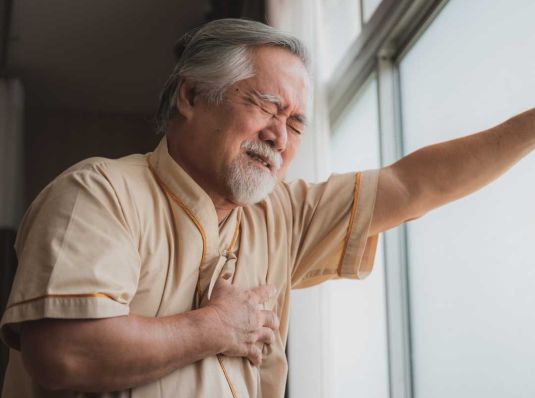 elderly man with chest pains